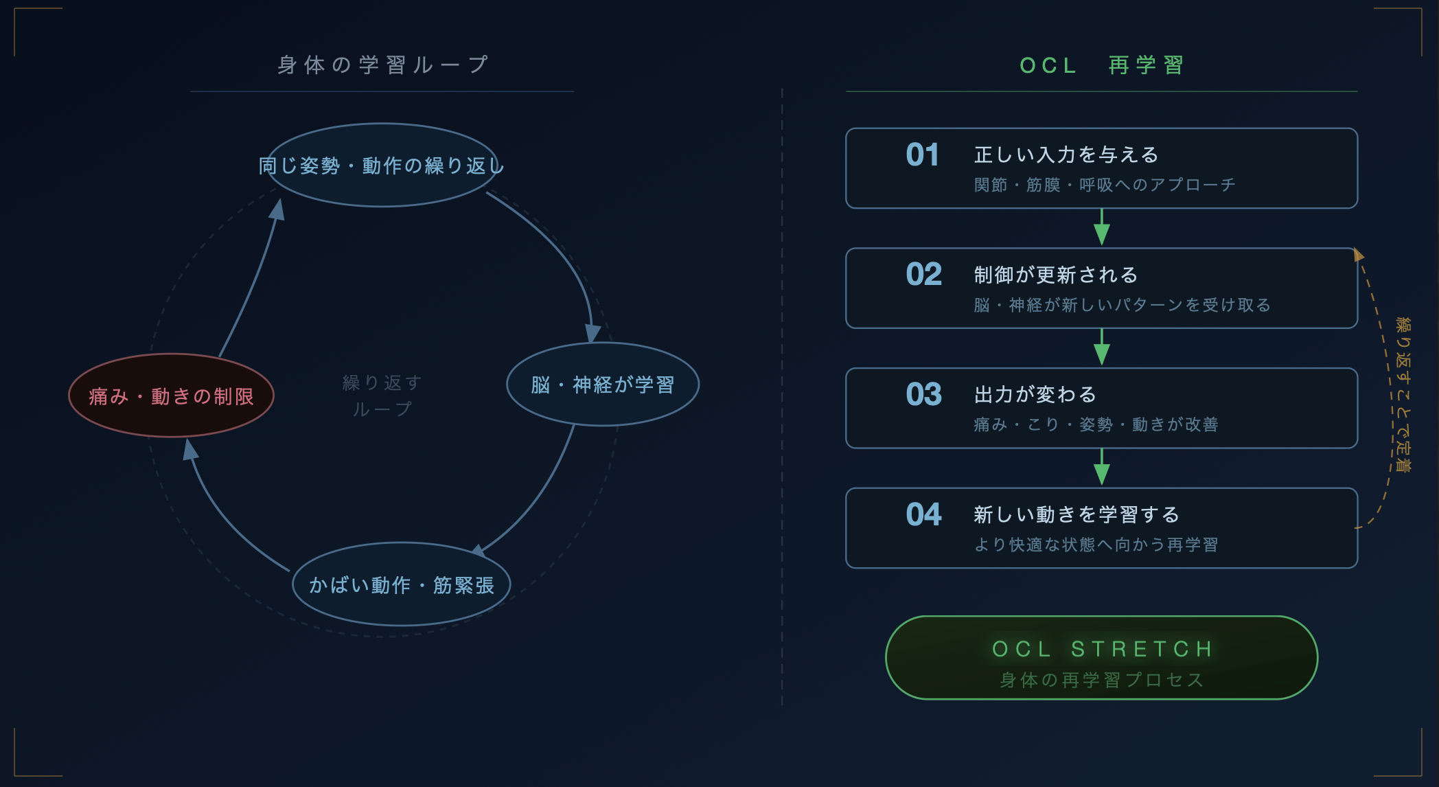 身体の学習と再学習の図